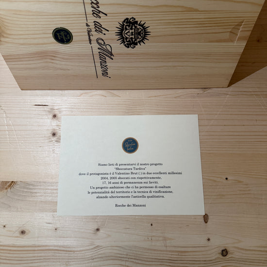 Valentino Brut Zero 2004-2005 Sboccatura Tardiva Rocche dei Manzoni - Cassa Legno 2 Bottiglie