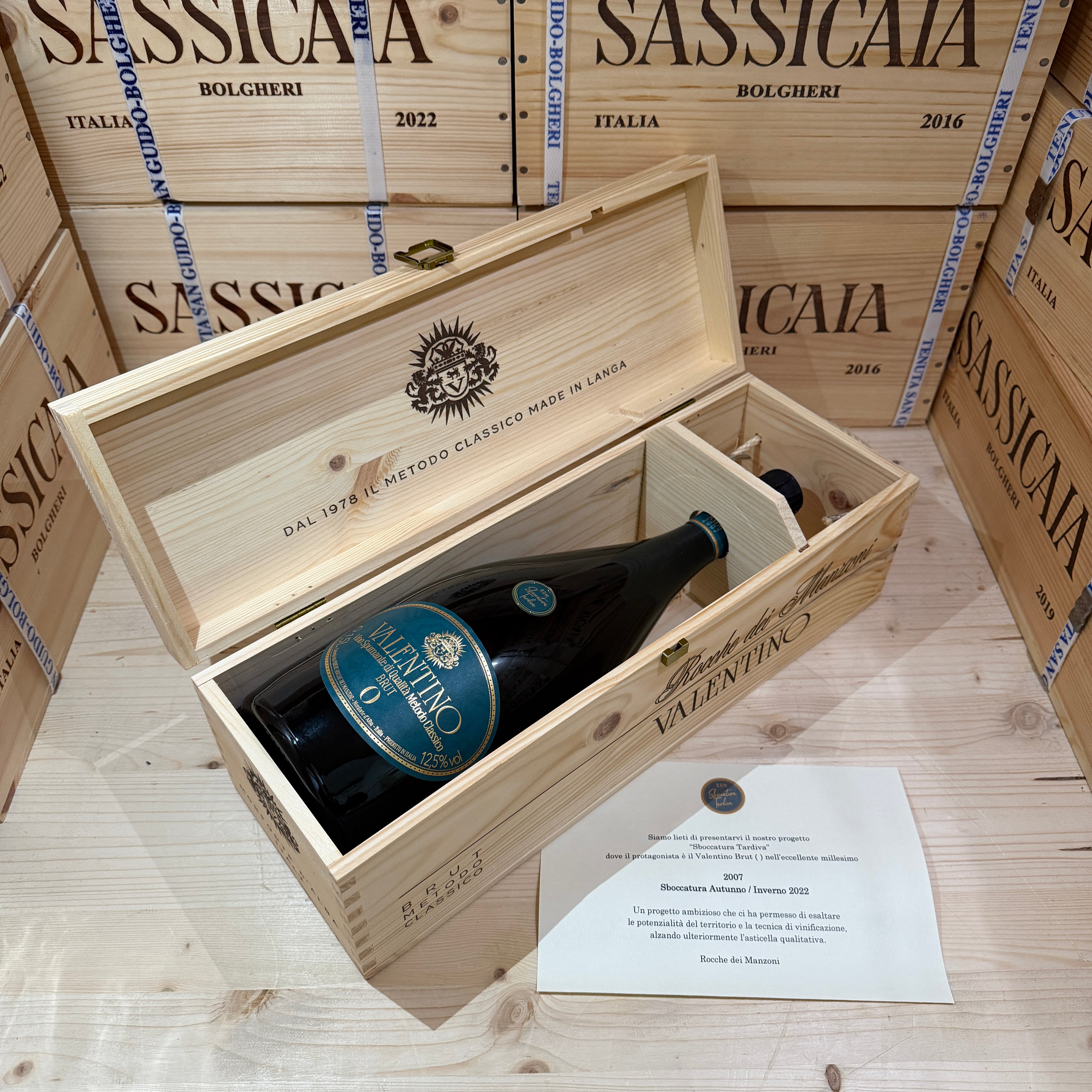 Valentino Brut Zero 2007 Magnum Sboccatura Tardiva Rocche dei Manzoni - in Cassa Legno