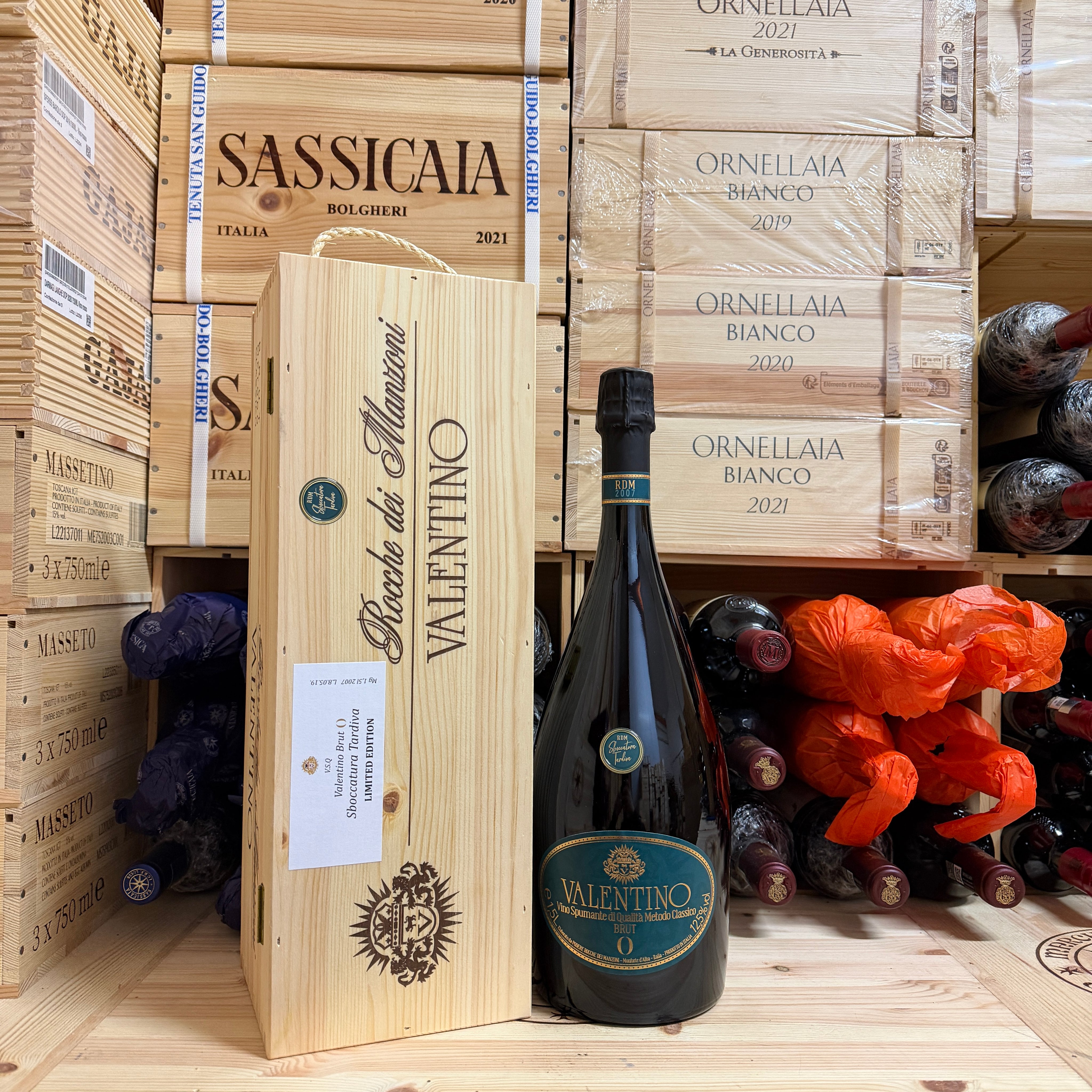 Valentino Brut Zero 2007 Magnum Sboccatura Tardiva Rocche dei Manzoni - in Cassa Legno