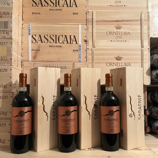 Carapace Lunga Attesa 2015 Montefalco Sagrantino DOCG Tenute Lunelli in Cassa Legno - 3 Bottiglie