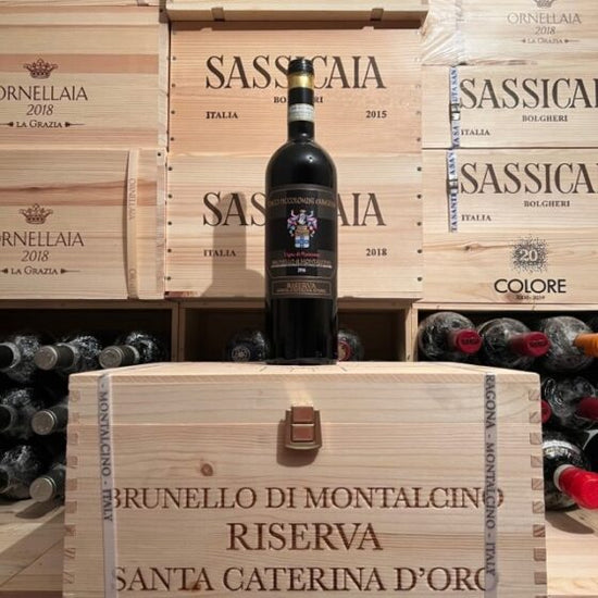Brunello di Montalcino 2015 DOCG Ciacci Piccolomini d'Aragona Vigna di Pianrosso Riserva Santa Caterina d'Oro in Cassa Legno 6 Bottiglie