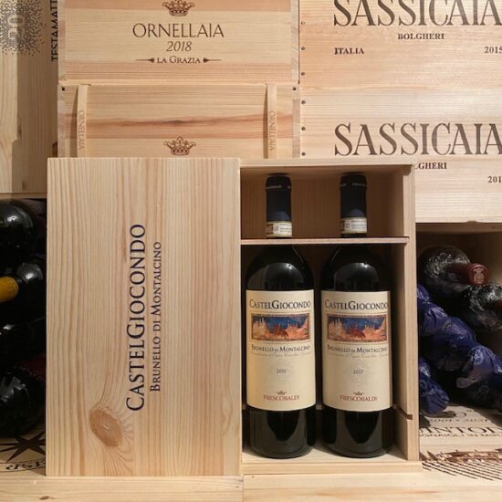 Brunello di Montalcino Verticale 2016 e 2017 Castelgiocondo Marchesi Frescobaldi in Cassa Legno 2 Bottiglie