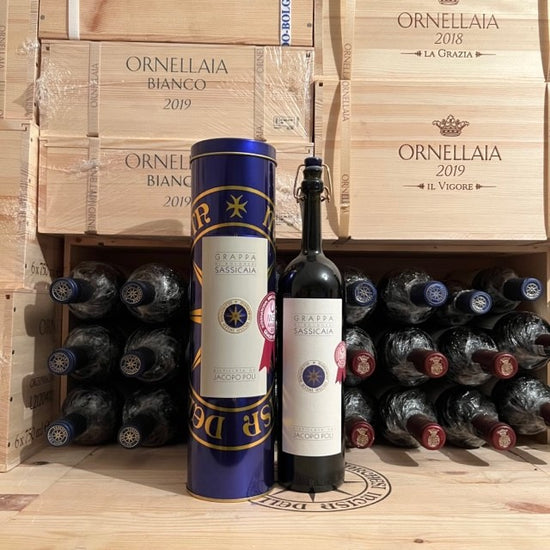 Grappa di Sassicaia Jacopo Poli 40% Vol. 50 cl con Tubo in Metallo